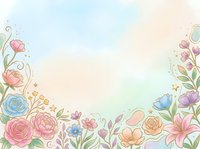 Watercolor floral border frame with pink, blue, and peach roses, peonies, and wildflowers on isolated transparent background for invitations and design projects.