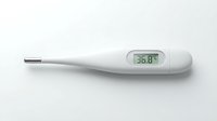 Digital thermometer displaying 36.8 degrees on isolated white background, ready for medical, healthcare, and wellness design applications.