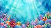 Vibrant underwater coral reef scene with colorful marine life in turquoise ocean waters with sunlight rays streaming down for tropical design projects.