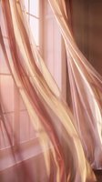 Sunlight streams through sheer rose and gold curtains, casting warm glowing shadows across a window frame in soft morning light for home decor and interior design projects.