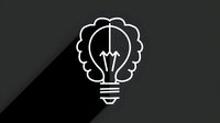 Minimalist line art combining brain and light bulb shapes in white on dark background symbolizes creative thinking and innovation process.