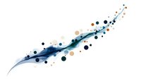 Abstract flowing smoke-like design in blue tones with scattered orange and black dots creating dynamic movement on white background, isolated for creative projects.