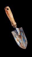 Watercolor garden trowel with wooden handle, isolated on transparent background. Ready for stickers, print on demand, sublimation, T-shirt design, and clipart use.