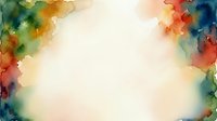 Watercolor paint splashes in vibrant rainbow colors frame a blank cream center space, ideal for adding text, designs, or promotional content for creative projects.