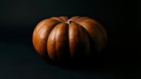 Orange pumpkin on dark background for autumn harvest decoration, Halloween design, seasonal cooking and fall holiday celebrations.