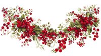 Decorative garland of red berries and green leaves perfect for holiday designs, greeting cards, and seasonal invitations. Elegant botanical illustration on white background.