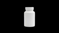 White cylindrical supplement bottle with screw cap isolated on transparent background, ready for healthcare packaging design, pharmaceutical mockups, wellness product labels, print-on-demand, and e-commerce use.