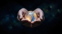 Hands cradling glowing Earth against dark starry background, symbolizing environmental protection, sustainability, and global responsibility for conservation efforts.