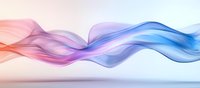 Flowing abstract waves in pink and blue colors creating smooth dynamic curves and transparent layers against light background. Modern minimalist design element.