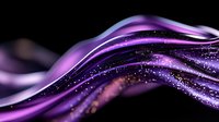 Abstract purple flowing waves with sparkling particles on black background for modern digital design and technology presentations.