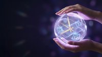 Hands holding glowing polyhedral dice with magical purple and blue light effects, perfect for gaming, fantasy, tabletop RPG, and mystical content.