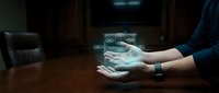 Businessman holding holographic car projection in hands showcasing automotive technology and digital innovation for future transportation concepts.