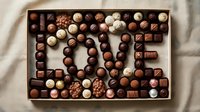 Assorted chocolates and truffles arranged to spell LOVE in a gift box, perfect for Valentine's Day, anniversaries, and romantic celebrations.
