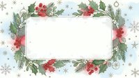 Christmas holiday frame with holly leaves, red flowers, pine branches and snowflakes on white background for greeting cards and festive designs.