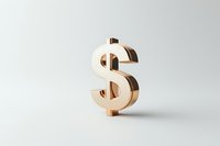 Golden dollar sign symbol on light background with soft shadow, minimalist financial concept for business and economy presentations and designs.