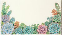 Watercolor succulent plants frame border with colorful echeveria, jade and sedum varieties on cream background for botanical design projects.