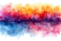 Abstract watercolor background with vibrant sunset colors reflecting on water surface, perfect for creative designs and artistic projects. Horizontal composition with mirror effect.