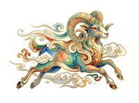 Ornamental goat with decorative swirls and flourishes, isolated on transparent background, ready for t-shirt design, clipart, stickers, sublimation, and print-on-demand projects.