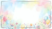 Watercolor floral frame with pastel flowers and leaves creating elegant border on white background for spring greeting cards and wedding invitations.