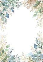 Watercolor botanical frame with dried grasses, eucalyptus leaves, and berries on white background. Isolated design element suitable for invitations, cards, and print projects.