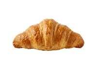 Freshly baked croissant with golden, flaky layers isolated on white background, ready for bakery, food, and culinary design projects.