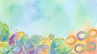 Watercolor abstract flowing design with infinity symbols and organic shapes in pastel colors, isolated on white background for design projects.