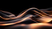 Abstract flowing golden waves on black background create dynamic movement and light effects, suitable for luxury branding and modern design projects.