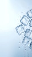 Ice cubes with water droplets on white background, suitable for beverage, refreshment, and cooling product advertising.