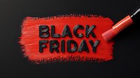 Red paint brush stroke with black text announcing seasonal sale event on dark background, creative promotional design for advertising and marketing campaigns.