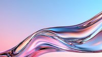 Flowing liquid waves in pink and blue gradient colors create smooth glossy curves against soft pastel background, abstract modern design for creative projects.