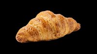 Freshly baked croissant with golden, flaky layers isolated on transparent background. Ready for bakery menus, food packaging, recipe blogs, print-on-demand products and culinary designs.