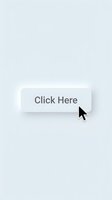 Minimalist neumorphic click here button with cursor on light background, for web design, UI, app interface, and digital marketing projects.