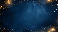 Magical glowing golden lights and sparkles frame dark blue mystical background with ethereal smoke effect, creating enchanting celestial atmosphere.