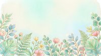 Soft watercolor botanical border with pastel flowers and green leaves on light background, perfect for cards, invitations, and spring designs.