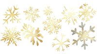Golden and silver watercolor snowflakes collection isolated on transparent background for winter holiday designs, Christmas decorations and festive projects.