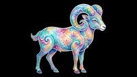 Colorful ornamental ram with swirling floral patterns, isolated on transparent background. Great for stickers, t-shirt design, clipart, sublimation, and print on demand.