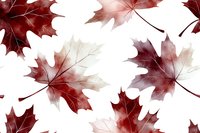 Burgundy and blush maple leaves scattered on white background create seamless autumn pattern. Watercolor style foliage design for fabric, wallpaper and decor.