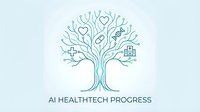 Healthcare technology tree with medical symbols and AI elements representing digital health innovation and medical progress in modern telemedicine solutions.