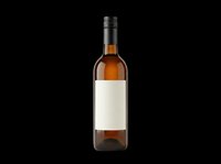 Amber glass wine bottle with blank label, isolated on transparent background. Ready for mockup, t-shirt design, stickers, clipart, and print on demand use.