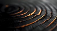Dramatic macro shot of dark textured circular pattern with glowing copper accents creating depth and contrast. Perfect for abstract backgrounds.