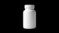 White medicine bottle with screw cap isolated on transparent background, ready for pharmaceutical packaging design, supplement labeling, healthcare graphics, print-on-demand products, and commercial mockups.