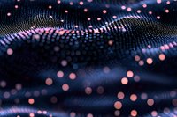Abstract digital wave with flowing particles and bokeh lights in blue and coral tones, suitable for technology, data visualization, and modern design backgrounds.