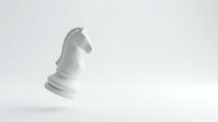 White chess knight piece isolated on light background, suitable for game strategy, business concepts, and design projects.