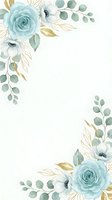 Watercolor floral frame with dusty blue roses, white anemones and eucalyptus leaves on light background for wedding invitations and greeting cards.