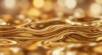 Luxurious golden liquid waves with warm bokeh lights creating elegant flowing motion for premium design projects and sophisticated backgrounds.