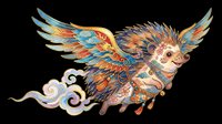 Ornate flying hedgehog with decorative wings and feathered details, isolated on transparent background. Ready for t-shirt design, clipart, stickers, sublimation and print-on-demand products.