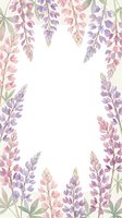 Watercolor lavender frame with purple and pink flowers creating elegant border on white background for wedding invitations and romantic designs.