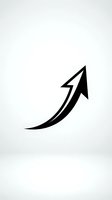 Black curved arrow pointing upward and right on white background isolated for web design, presentations and business graphics.