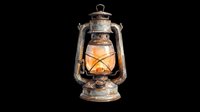 Vintage kerosene lantern with warm glowing flame isolated on transparent background, ready for clipart, t-shirt design, print-on-demand products, stickers, and sublimation projects.