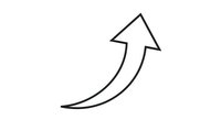 Curved arrow pointing upward on white background isolated for business growth presentations and infographic design elements.